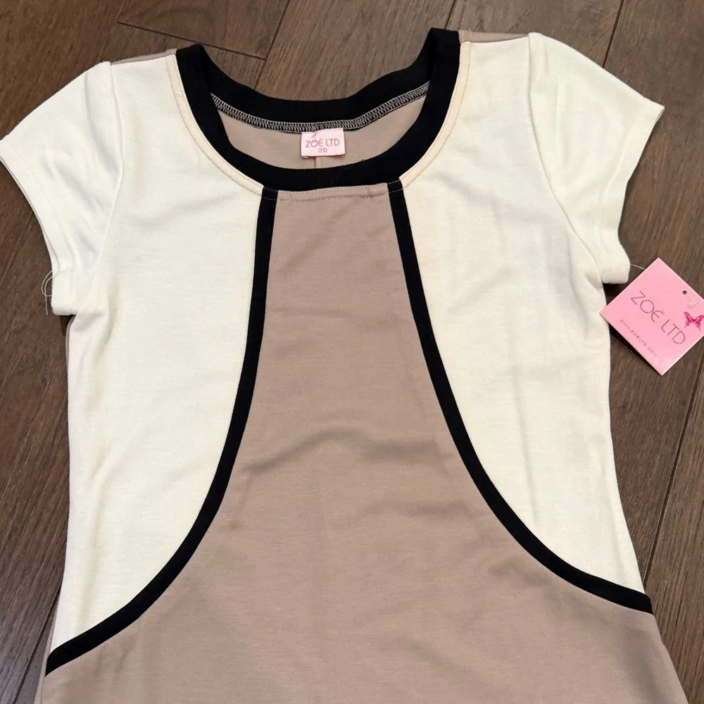 Zoe Ltd. Two Tone Cap Sleeve Dress with Color Block NWT Girls 20 C8-014